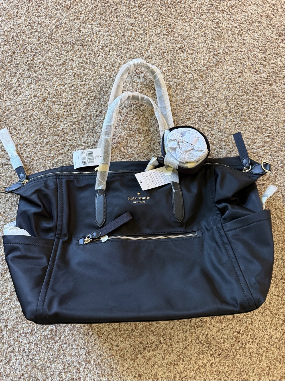 kate spade Black Nylon Weekender Tote with Front Zip Pocket - Picture 2 of 4